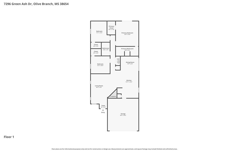1,775/Mo, 7296 Green Ash Dr Olive Branch, MS 38654 Floor Plan View