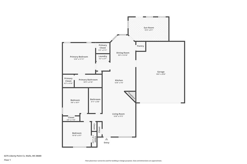 1,590/Mo, 6275 Liberty Point Cv Walls, MS 38680 Floor Plan View