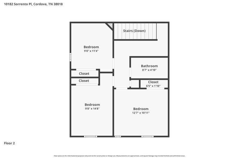 1,800/Mo, 10182 Sorrento Pl Cordova, TN 38018 Floor Plan View 2