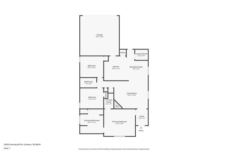 1,645/Mo, 10253 Evening Hill Dr Cordova, TN 38016 Floor Plan View