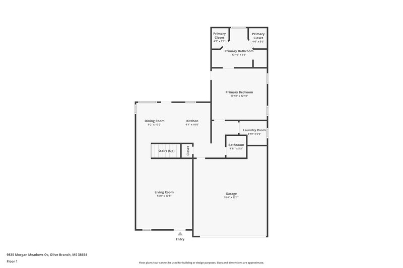 1,820/Mo, 9835 Morgan Meadows Cv Olive Branch, MS 38654 Floorplan View