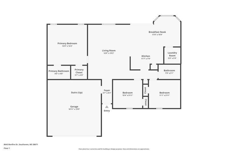 1,690/Mo, 8643 Bonfire Drive Southaven, MS 38671 Floor Plan View