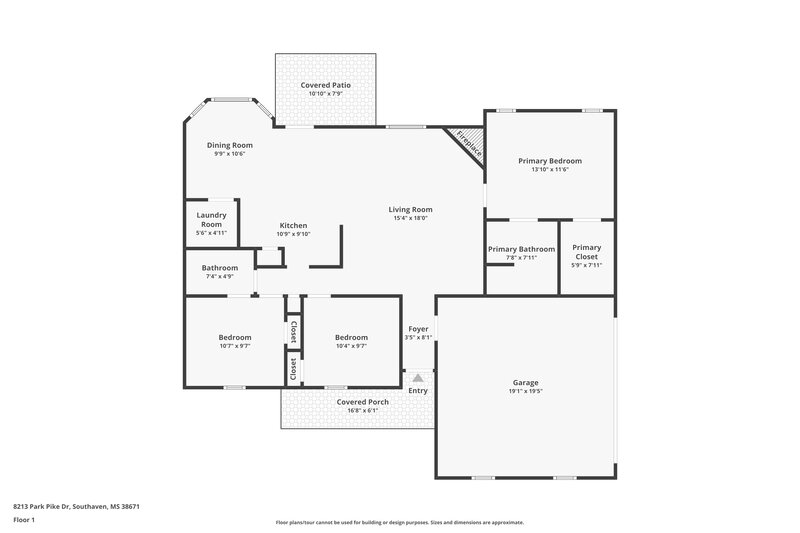 1,780/Mo, 8213 Park Pike Dr Southaven, MS 38671 Floor Plan View