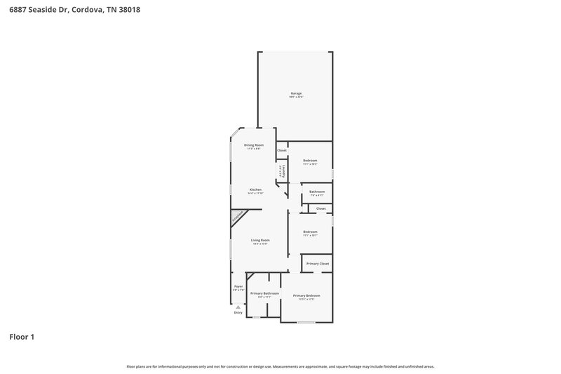 1,725/Mo, 6887 Seaside Dr Cordova, TN 38018 Floor Plan View