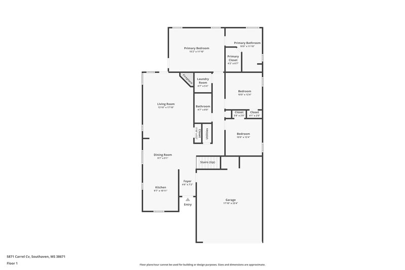 1,895/Mo, 5871 Carrel Cove Southaven, MS 38671 Floorplan View