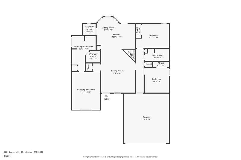 2,500/Mo, 5639 Camden Cove Olive Branch, MS 38654 Floor Plan View