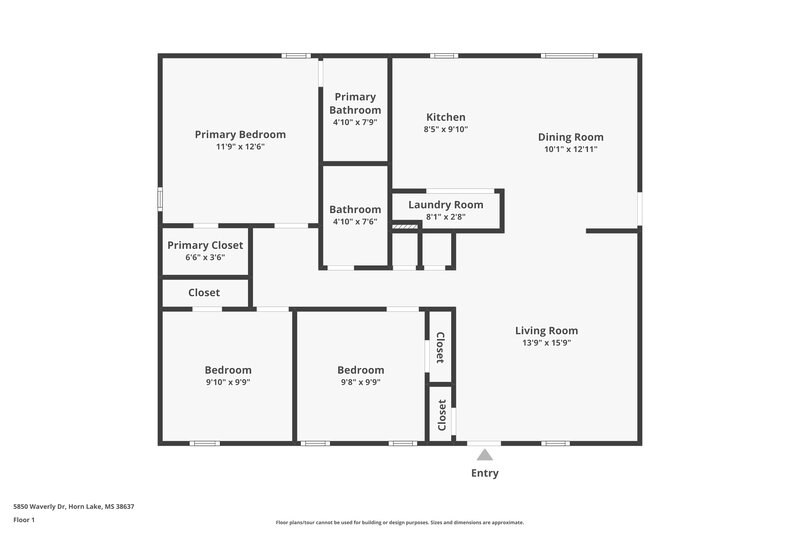 1,545/Mo, 5850 Waverly Dr Horn Lake, MS 38637 Floor Plan View