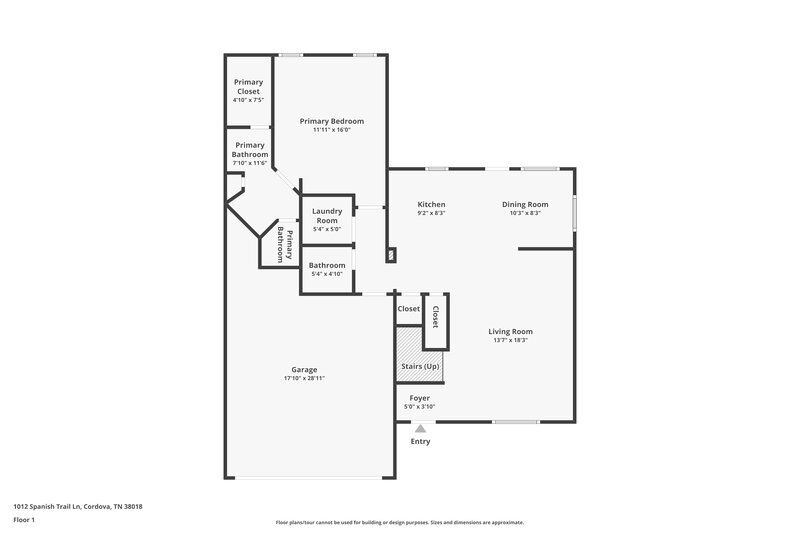 1,753/Mo, 1012 Spanish Trail Ln Cordova, TN 38018 Floor Plan View