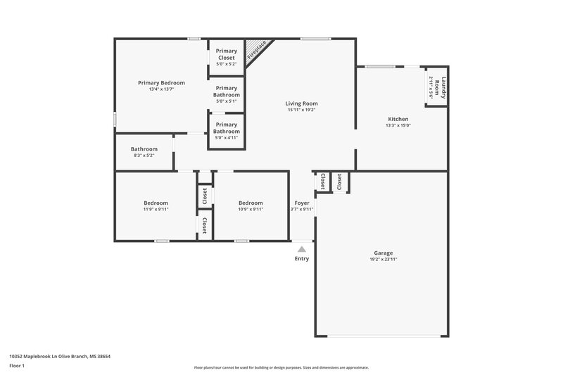 1,660/Mo, 10352 Maplebrook Ln Olive Branch, MS 38654 Floor Plan View