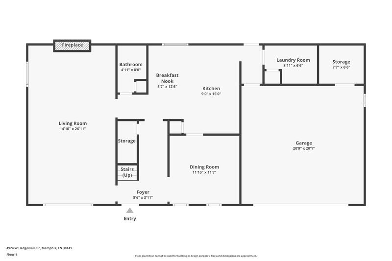 1,940/Mo, 4924 W Hedgewall Cir Memphis, TN 38141 Floor Plan View 2