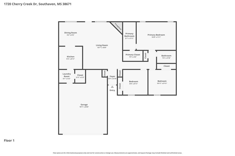 1,815/Mo, 1720 Cherry Creek Dr Southaven, MS 38671 Floor Plan View