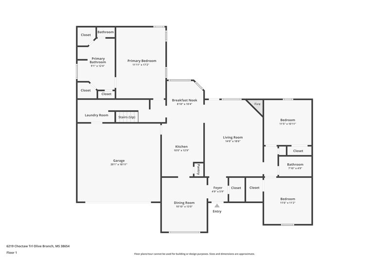 1,895/Mo, 6219 Choctaw Trail Olive Branch, MS 38654 Floor Plan View