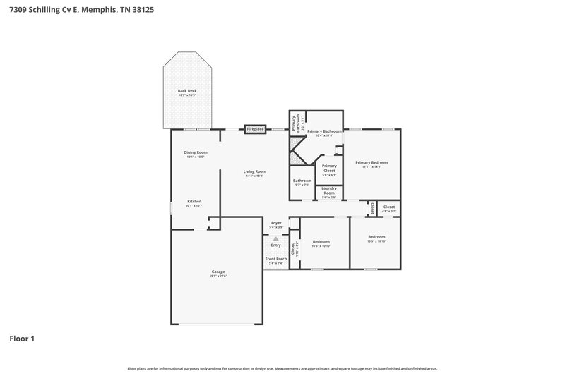 1,775/Mo, 7309 Schilling Cv E Memphis, TN 38125 Floor Plan View