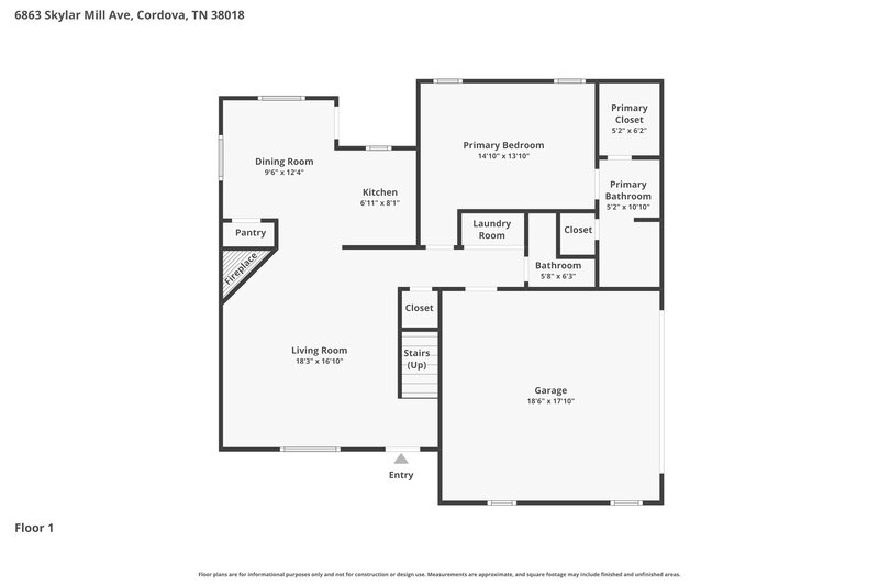 1,880/Mo, 6863 Skylar Mill Ave Cordova, TN 38018 Floor Plan View