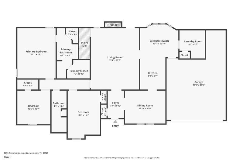 1,870/Mo, 5095 Autumn Morning Ln Memphis, TN 38125 Floor Plan View