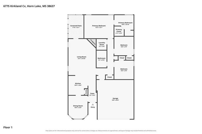 1,735/Mo, 6775 Kirkland Cv Horn Lake, MS 38637 Floor Plan View