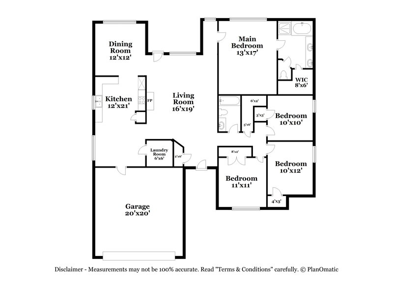 2,050/Mo, 7849 Meadow Ridge Ln Olive Branch, MS 38654 Floor Plan View