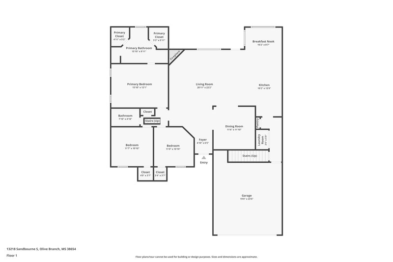 1,975/Mo, 13218 Sandbourne S Olive Branch, MS 38654 Floor Plan View