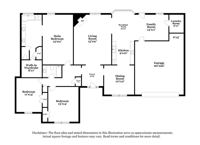 1,915/Mo, 2582 Hearth Stone Dr Cordova, TN 38016 Floor Plan View