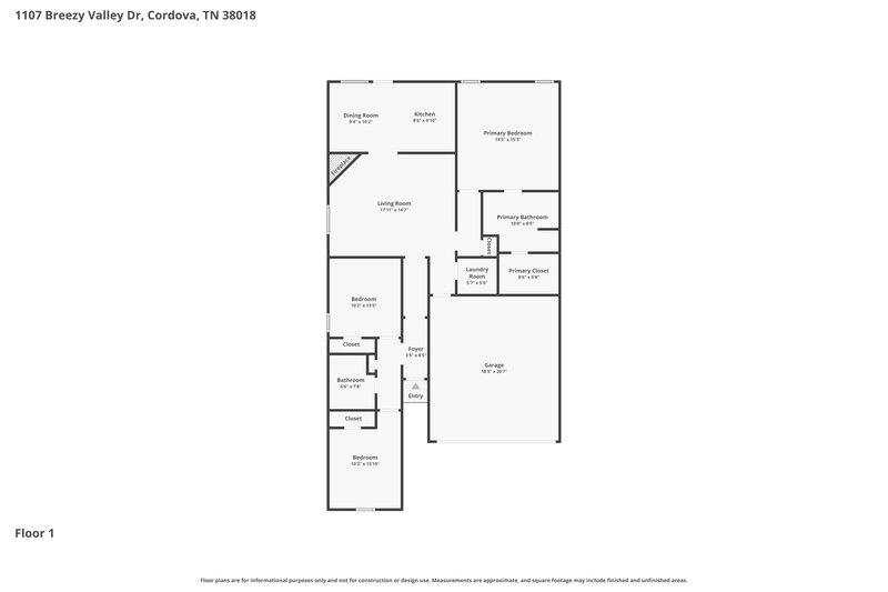 1,790/Mo, 1107 Breezy Valley Dr Cordova, TN 38018 Floor Plan View
