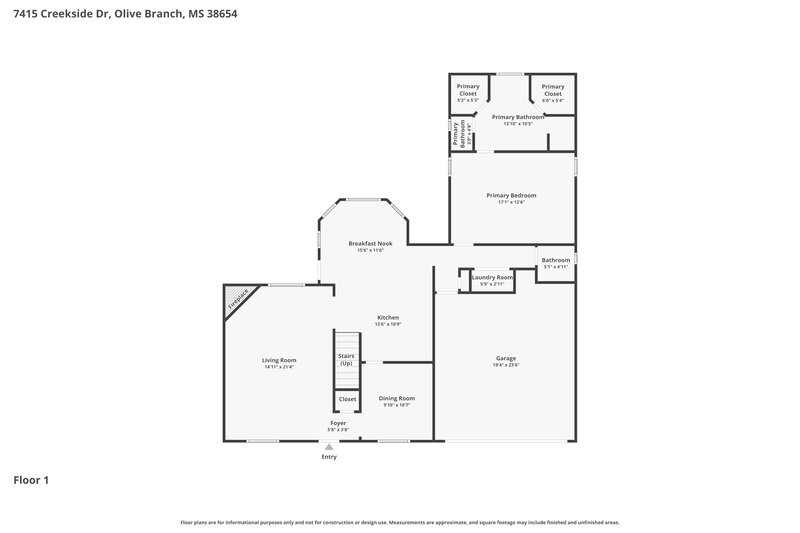 1,900/Mo, 7415 Creekside Dr Olive Branch, MS 38654 Floor Plan View