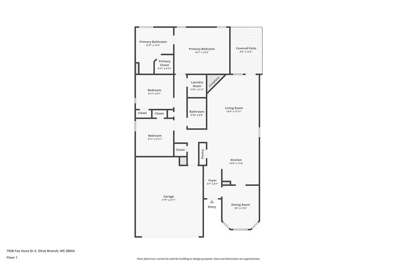 1,730/Mo, 7558 Fox Hunt Dr E Olive Branch, MS 38654 Floor Plan View