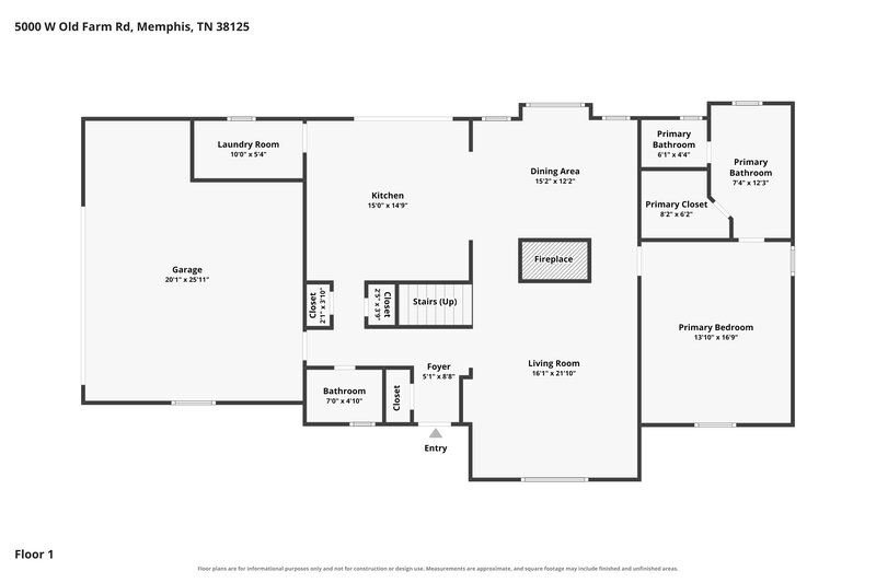2,440/Mo, 5000 W Old Farm Rd Memphis, TN 38125 Floor Plan View