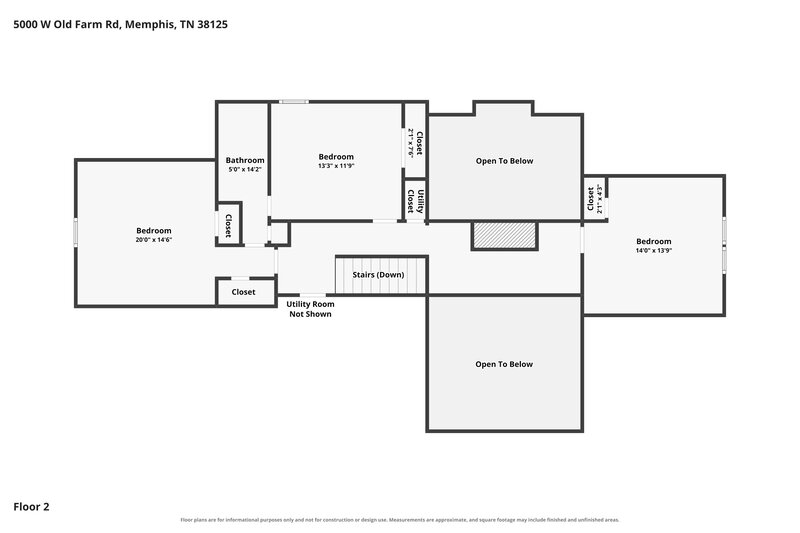 2,440/Mo, 5000 W Old Farm Rd Memphis, TN 38125 Floor Plan View 2