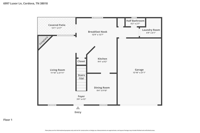 1,985/Mo, 6997 Luxor Ln Cordova, TN 38018 Floor Plan View
