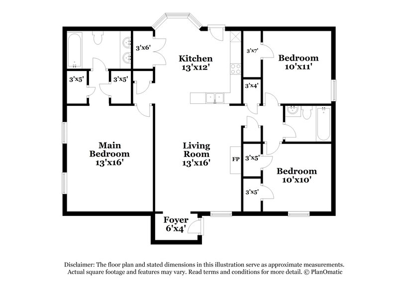 1,640/Mo, 5819 Waverly Dr Horn Lake, MS 38637 Floor Plan View