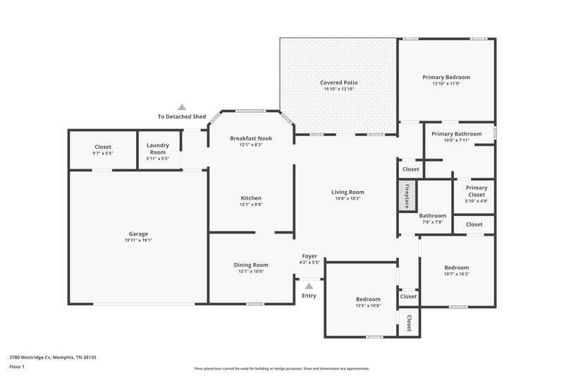 1,820/Mo, 3780 Westridge Cove Bartlett, TN 38135 Floor Plan View