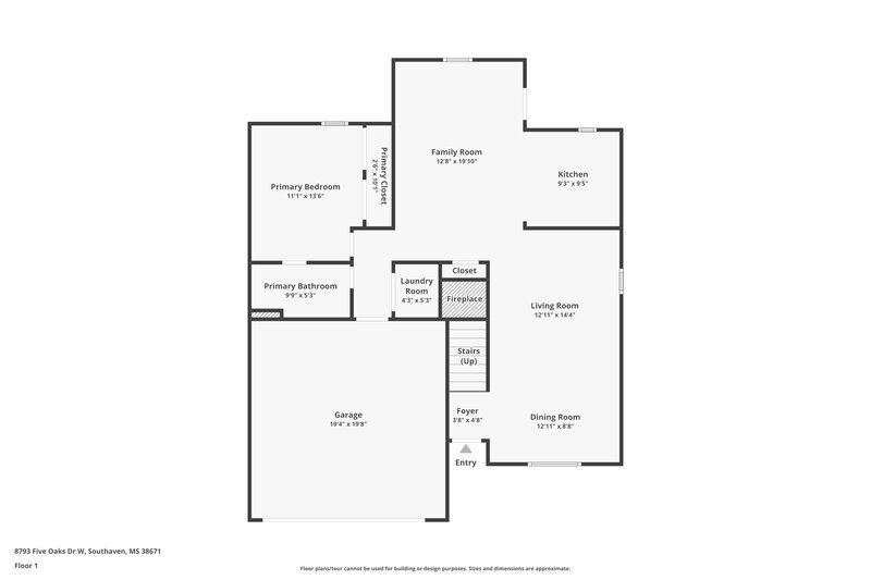 1,795/Mo, 8793 Five Oaks Dr W Southaven, MS 38671 Floor Plan View