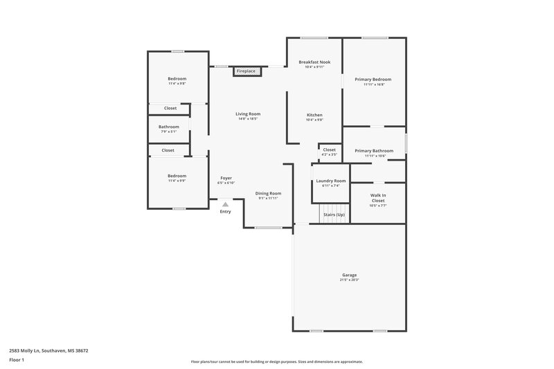 2,415/Mo, 2583 Molly Ln Southaven, MS 38672 Floor Plan View
