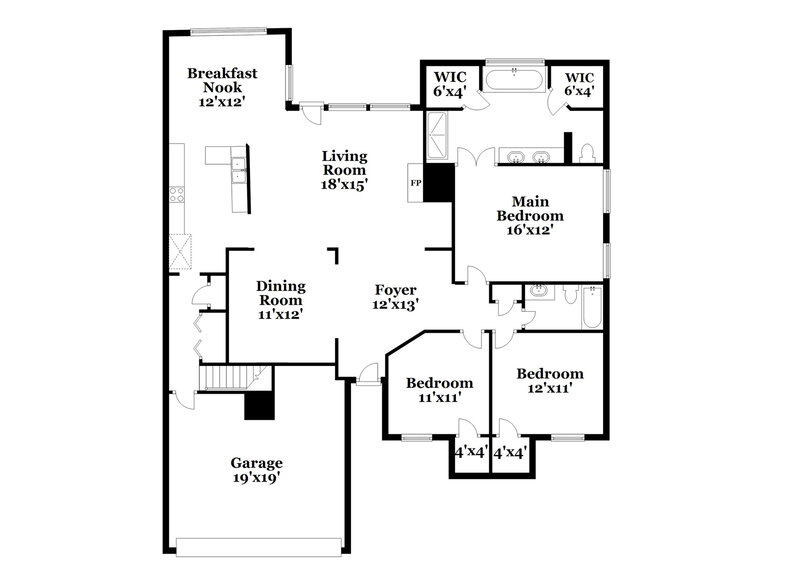 2,185/Mo, 1626 Brentwood Trce Southaven, MS 38671 Floorplan View