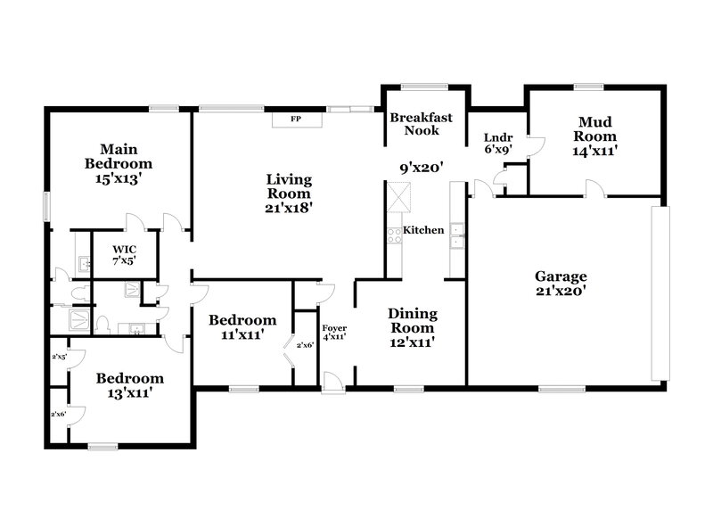 1,905/Mo, 6424 Barwick Dr Bartlett, TN 38134 Floor Plan View