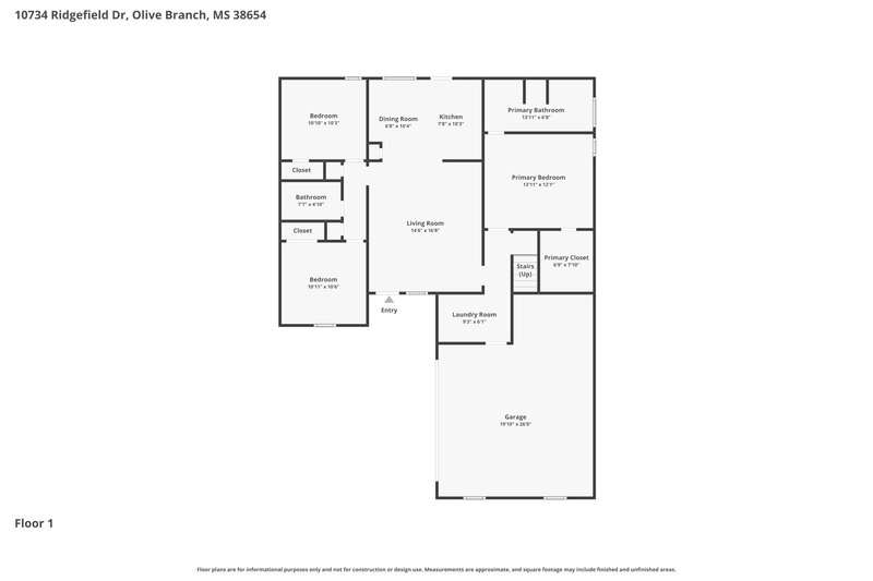 1,905/Mo, 10734 Ridgefield Dr Olive Branch, MS 38654 Floor Plan View