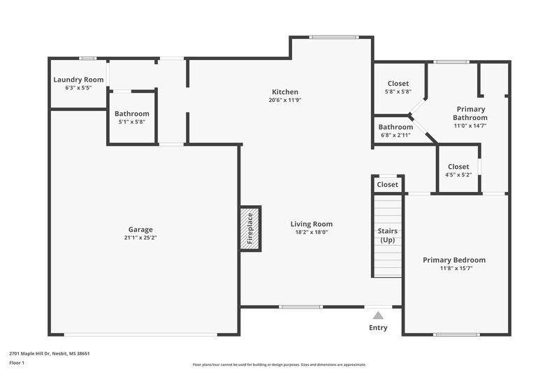 2,195/Mo, 2701 Maple Hill Dr Nesbit, MS 38651 Floor Plan View