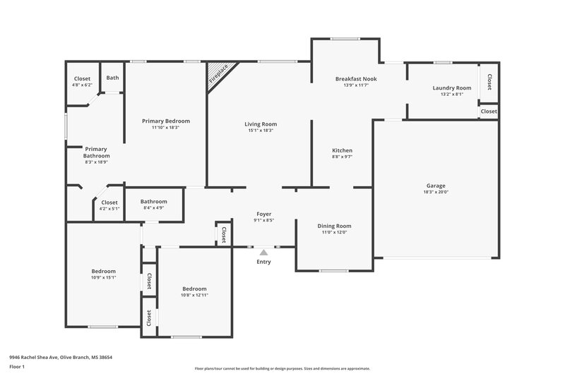 2,990/Mo, 9946 Rachel Shea Ave Olive Branch, MS 38654 Floor Plan View