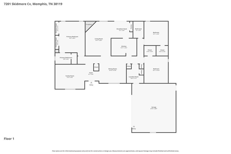 1,790/Mo, 7201 Skidmore Cove Memphis, TN 38119 Floor Plan View