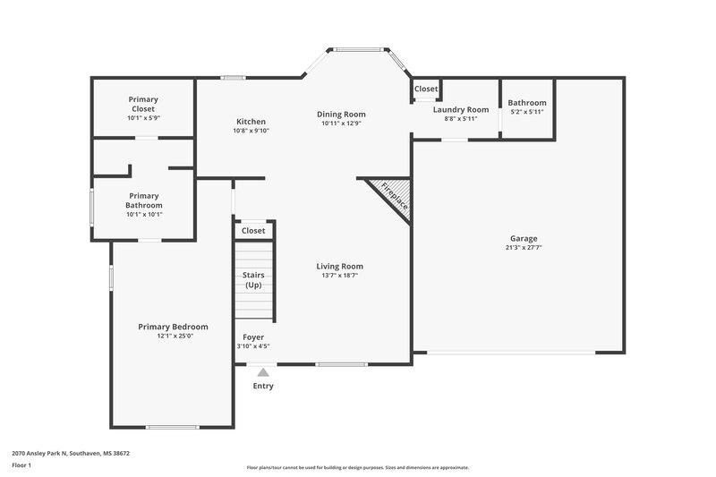 1,875/Mo, 2070 Ansley Park N Southaven, MS 38672 Floorplan View