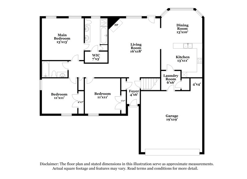 1,900/Mo, 7331 George Ln Horn Lake, MS 38637 Floor Plan View