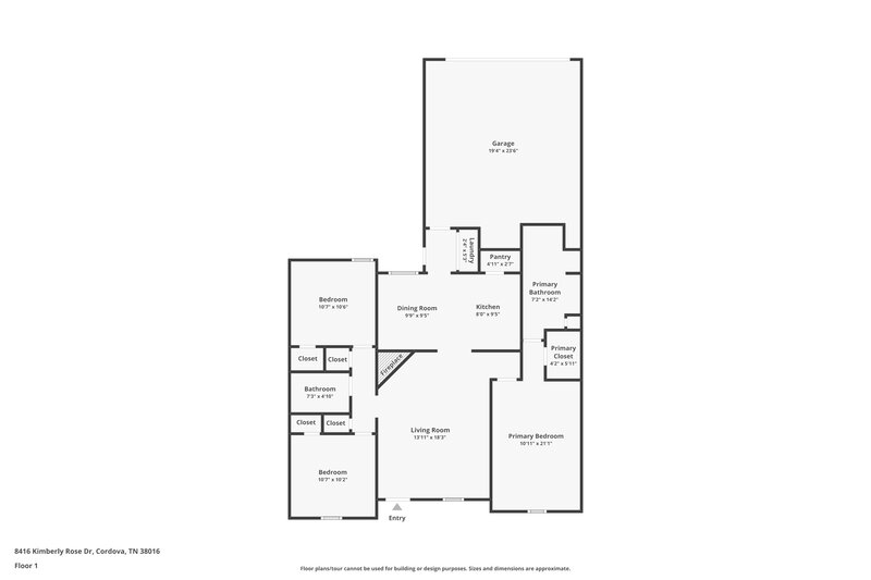 1,500/Mo, 8416 Kimberly Rose Dr Cordova, TN 38016 Floor Plan View
