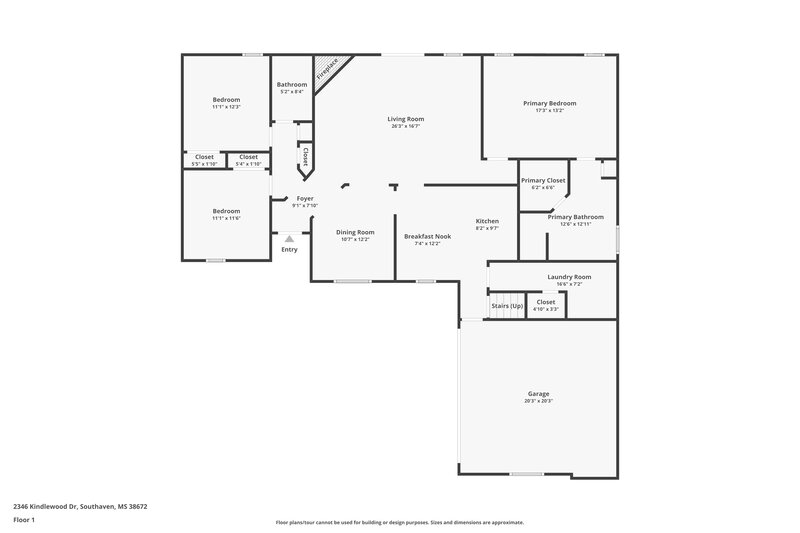 3,200/Mo, 2346 Kindlewood Dr Southaven, MS 38672 Floor Plan View