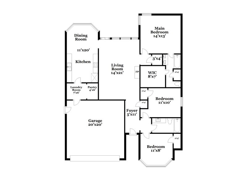 1,760/Mo, 7597 Reese Rd Memphis, TN 38133 Floor Plan View