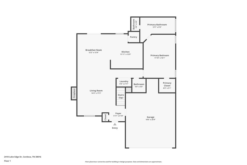 1,620/Mo, 2418 Lake Edge Dr Cordova, TN 38016 Floor Plan View