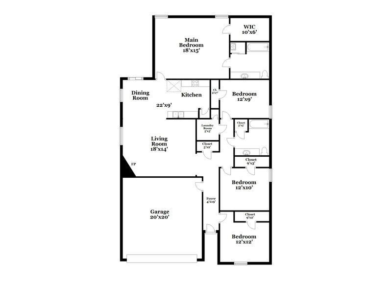 2,150/Mo, 1075 Carib Loop W Cordova, TN 38018 Floor Plan View