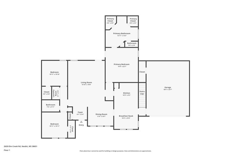 2,000/Mo, 2620 Elm Creek Rd Nesbit, MS 38651 Floorplan View