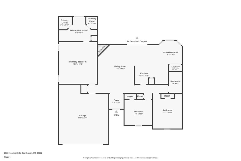 1,765/Mo, 2068 Heather Ridge Southaven, MS 38672 Floor Plan View