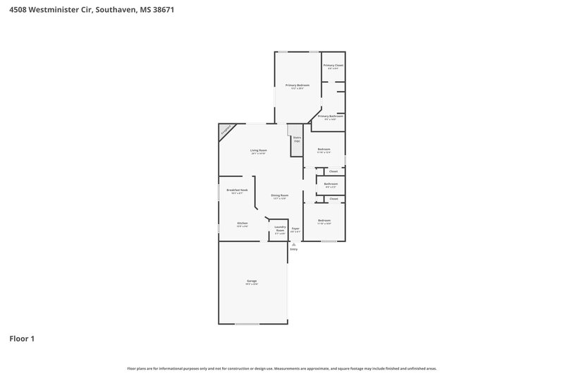 2,120/Mo, 4508 Westminister Cir Southaven, MS 38671 Floor Plan View