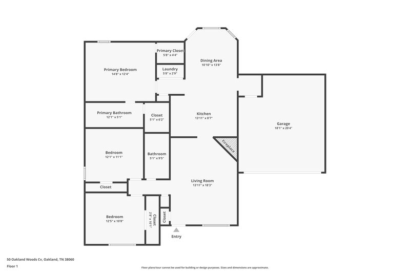 1,790/Mo, 50 Oakland Woods Cove Oakland, TN 38060 Floor Plan View